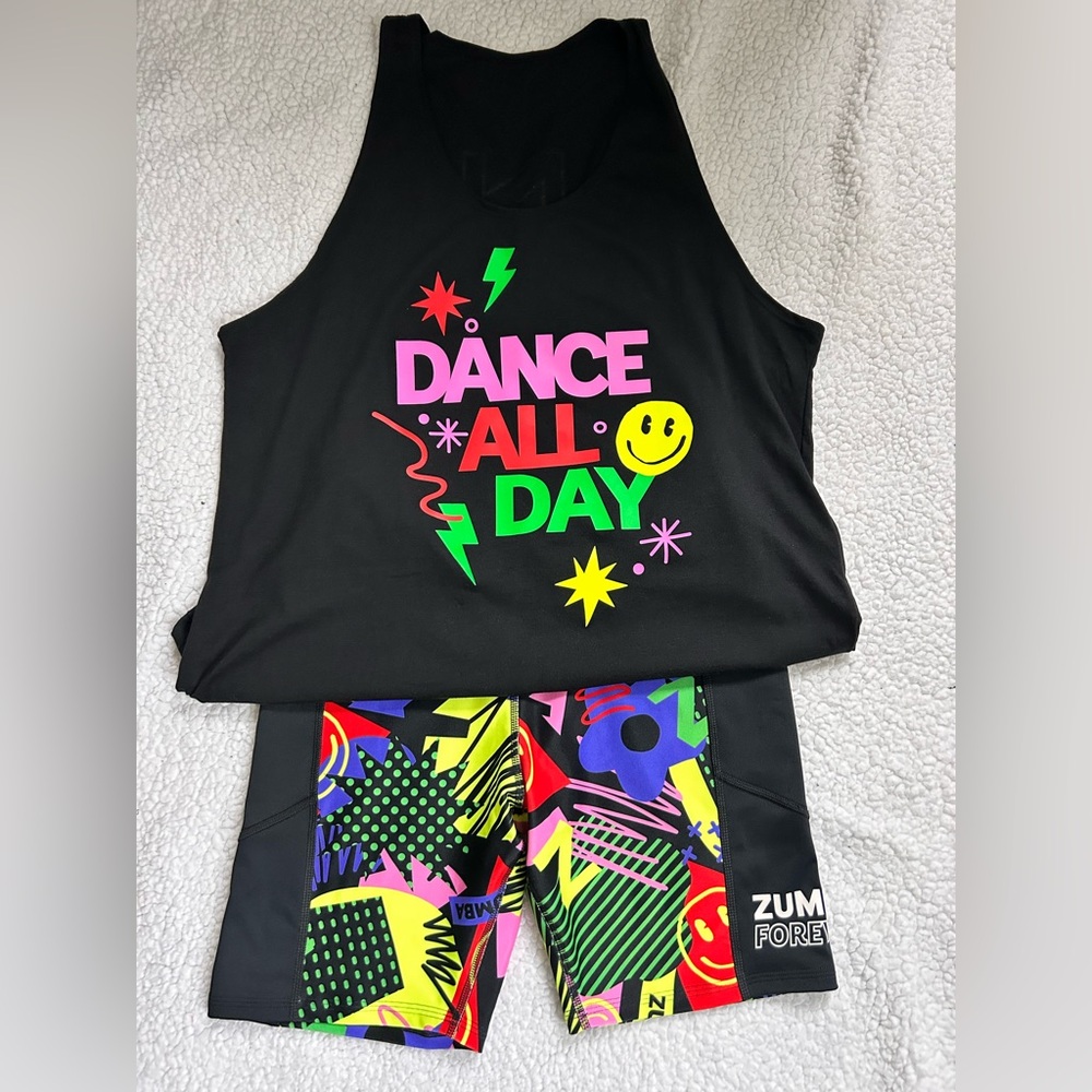 Matching Set! Zumba Dance All Day Tank and Generation Zumba Bike Shorts